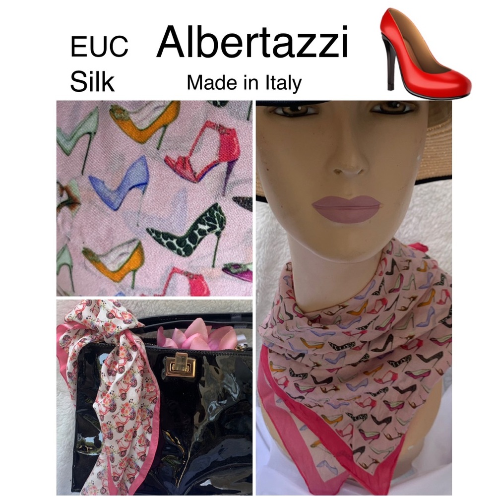 2/$25 👠 SILK & HeeLS ♥️ ITALY 🇮🇹 rare, unique square silk EUC